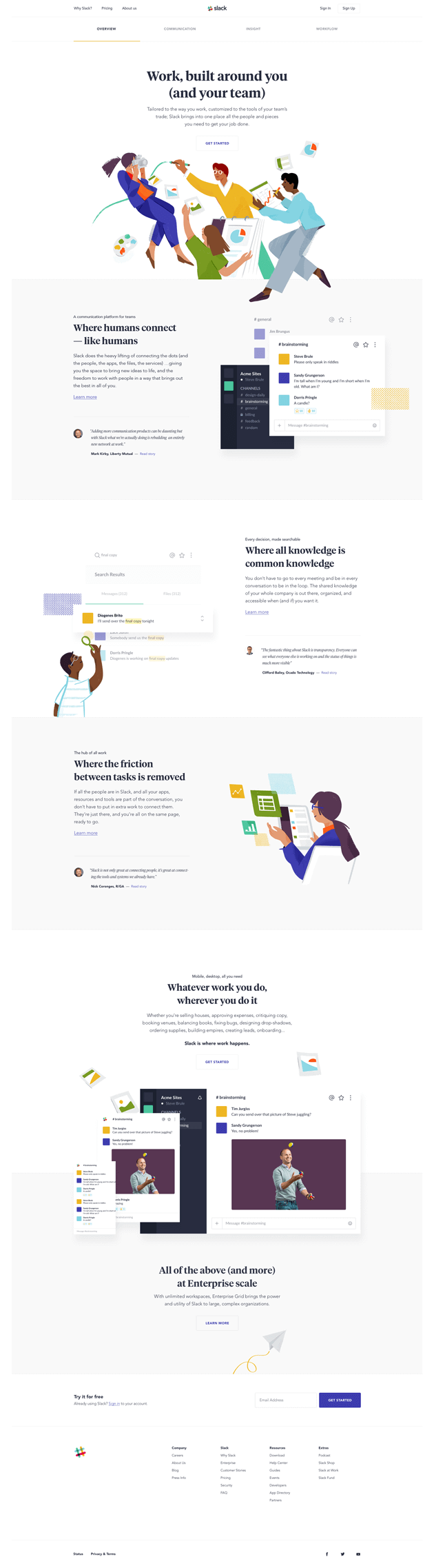 Website redesign for Slack company made by Ueno.co