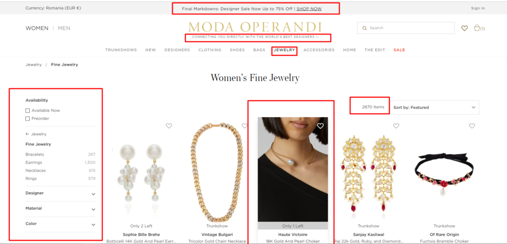 Jewellery Website Design